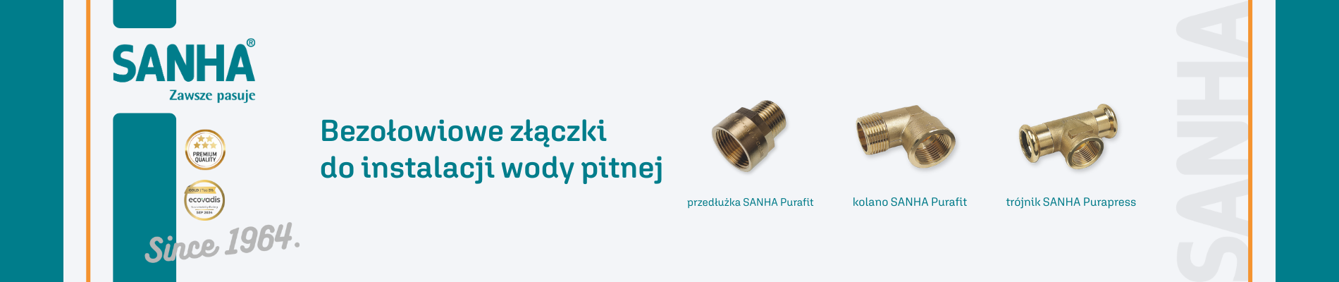 Bezołowiowe złączki do instalacji wody pitnej od SANHA - baner