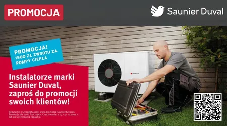 Promocja - 1500 zł za zakup pompy ciepła Saunier Duval