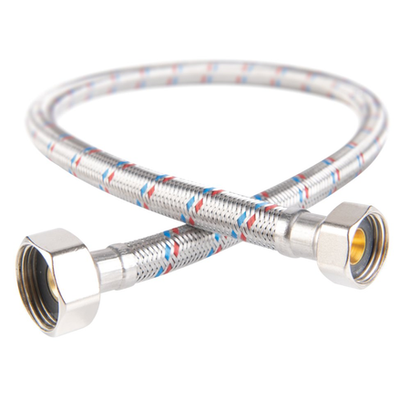 Wąż przyłączeniowy elastyczny FERRO z oplotem (stal), GW x GW, 1/2'' x 3/4'', długość 35 mm