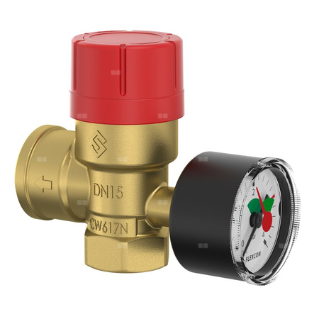 Zawór przelewowy kątowy (90') FLAMCO MEIBES Prescomano mosiądz PN 16 GW gazowy walcowy 1/2''