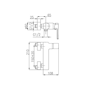 Bateria natryskowa ścienna KFA Armatura KORUND, kolor chrom