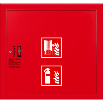 Hydrant DN 52 wnękowy ze zwijadłem, z miejscem na gaśnicę solo, wąż 15 m, zamek patent, RAL 3000