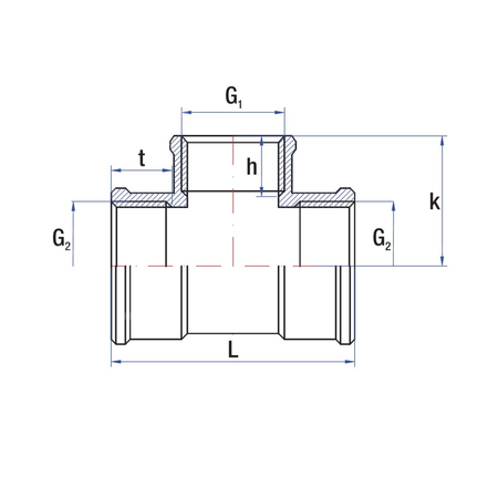 Złącze trójnik redukcja RUMET Mosiądz 1'' x 1/2'' x 1'' (GW x GW x GW)