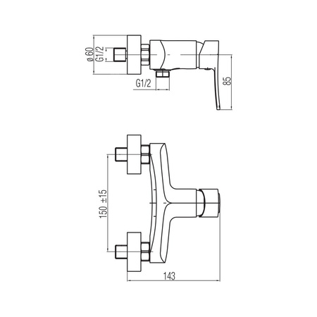 LORI Bateria natryskowa ścienna (bez akcesoriów)