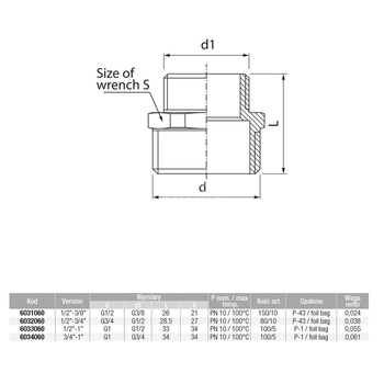 Złączka (nypel) wkrętna redukcyjna śrutowana VALVEX Twist, 1'' x 1/2'' (GW)