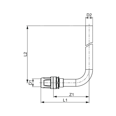 TECElogo - Kolano montażowe do grzejników długość 300 mm 16 mm