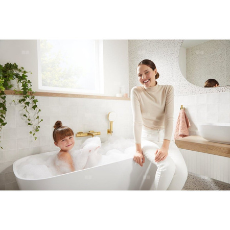 Bateria Malaga, termostatyczna, wannowa, ścienna, PVD brushed light gold