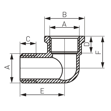 Kolano 90' FERRO, mosiądz (chrom), 3/8'' (GW x GZ)