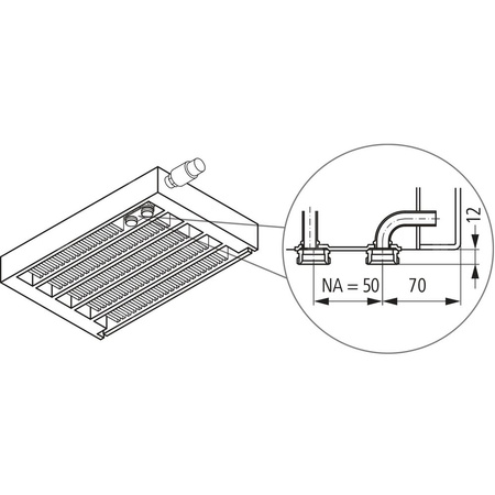 Konwektor Kermi V-Konvektor Typ21 BH140x72x5600mm QN3041, weiß, 6 bar, m. Abd., Vent. re