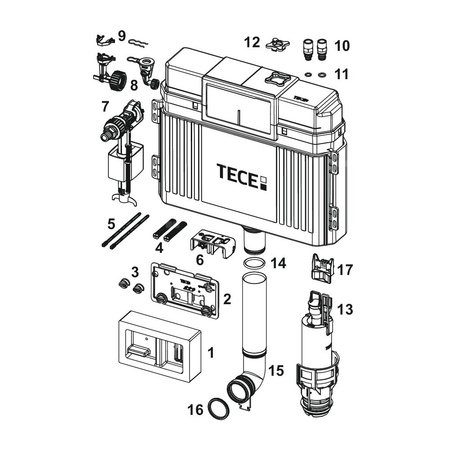 Spłuczka podtynkowaTECETECE, 740 x 500 x 145 mm, uruchamiana od przodu, z kolanem odpływowym 269mm