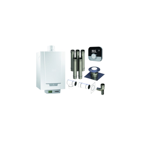 Pakiet - Kocioł gazowy jednofunkcyjny DE DIETRICH MCR3 Evo 24T kondensacyjny wiszący 6.1 - 24.8 kW+ Zestaw powietrzno-spalinowy + RegulatorSMART TC