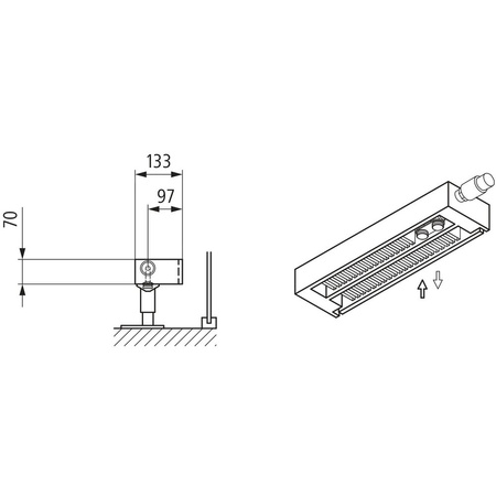 Konwektor Kermi V-Kon S Typ22 BH280x133x3800mm QN4218, weiß, 6 bar, o. Abd., Vent. re