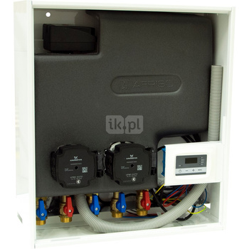 Grupa pompowa AFRISO PrimoBox AHB 642 GZ x GW 3/4'' x 3/4'', z zaworem termostatycznym, z izolacją, z pompą obiegową 2x Grunfos UPM3 Auto