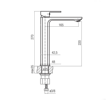 Bateria umywalkowa wys. L=270mm LOFT GOLD