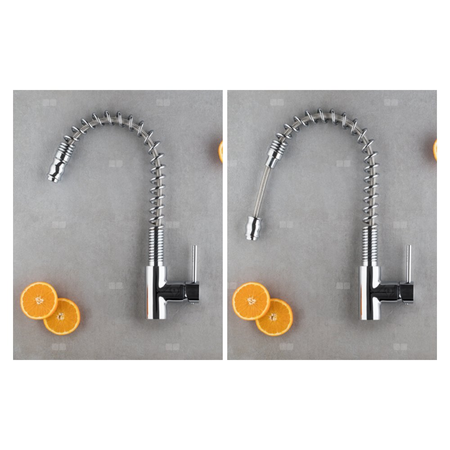 Bateria zlewozmywakowa stojąca KFA Armatura SIGMA, kolor chrom, z wyciąganym natryskiem, mosiądz