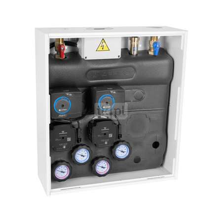 Grupa pompowa AFRISO PrimoBox AZB 455 GZ x GW 3/4'' x 3/4'', z zaworem mieszającym, z izolacją, z siłownikiem arm 141