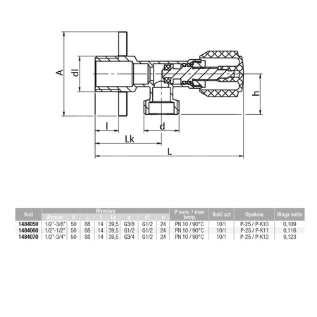 Zawór wodny VALVEX Base GZ 1/2'' x GZ 3/8''