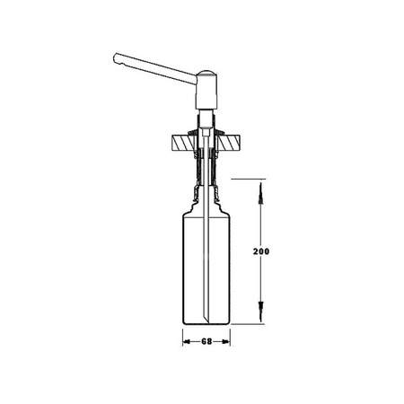 Dozownik do płynów mocowany w blacie, zlewozmywaku lub umywalce, Element dozujący mosiądz STAL SZCZOTKOW.