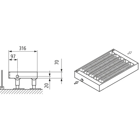 Konwektor Kermi Kon m. Str. Typ55 BH210x316x2200mm QN5218, weiß, 6bar, m. Abd., AB Uni.
