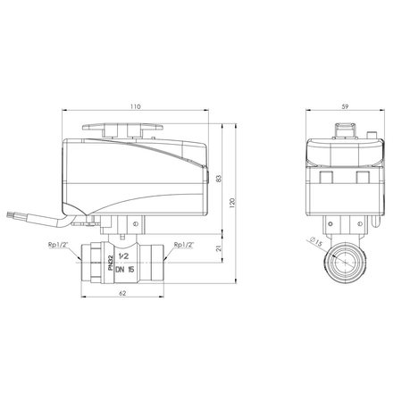Zawór wodny AFRISO BEV 24 V AC GW 1/2'' x gwGW 1/2''