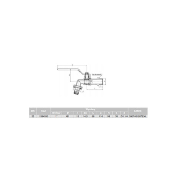 Zawór kulowy VALVEX Oligo mosiądz niklowany czerpalny, PN10 1'' GZ x złączka do węża, uchwyt: dźwignia