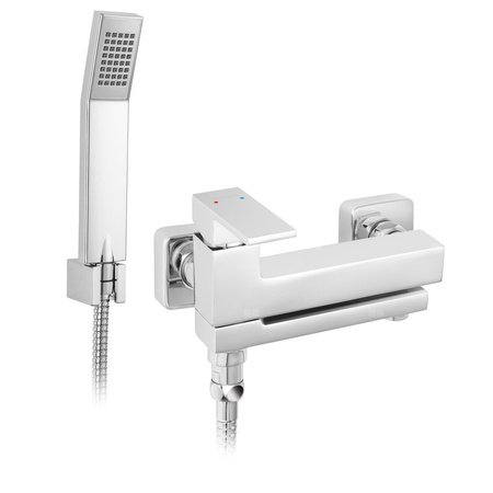 ZICCO bateria wannowa, z zestawem natryskowym, składana wylewka, chrom