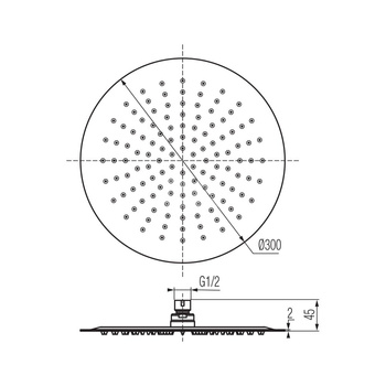 DIONE Głowica prysznicowa fi300x2 mm chrom.