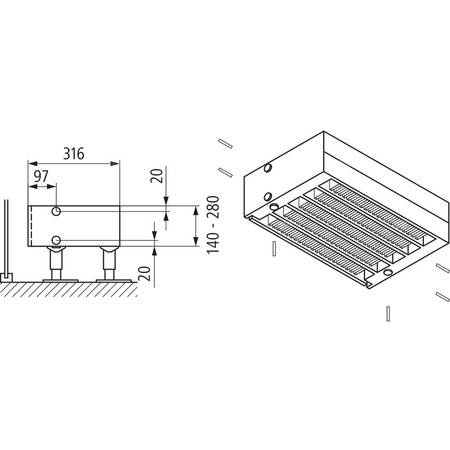 Konwektor Kermi Kon m. Str. Typ55 BH70x316x3000mm QN3291, weiß, 6bar, o. Abd, AB 12
