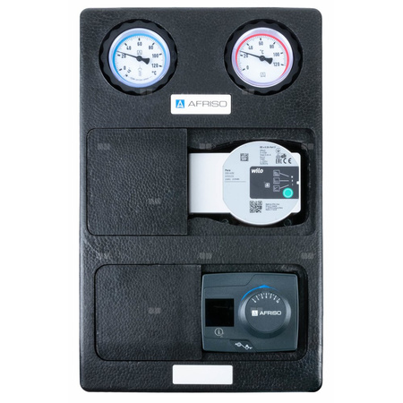 Grupa pompowa AFRISO PrimoTherm K 180-2 DN 25 WP 3-WM-R GZ x GW 1 1/2'' x 1'', z zaworem mieszającym, z izolacją, z pompą obiegową Wilo Para SC 25/6