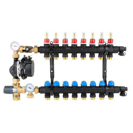 Grupa pompowa AFRISO BTU 501 nakrętka x nakrętka 1'' x 1'', z zaworem mieszającym, z pompą obiegową Grundfos UPM3 Auto