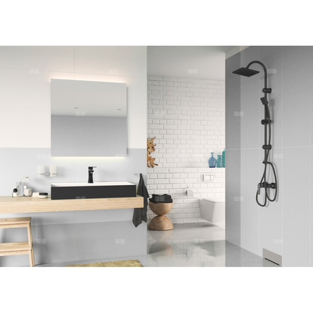 SQUERTO BLACK zestaw natryskowy z deszczownią, czarny