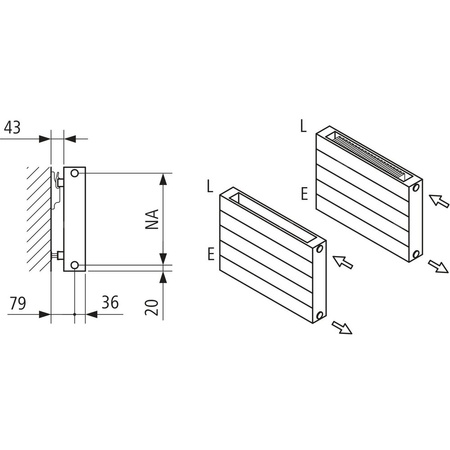 Kermi ściana grzewcza HHV21 490x72x6000 pozioma,RAL9016,6bar,z osłoną,prawa,L120