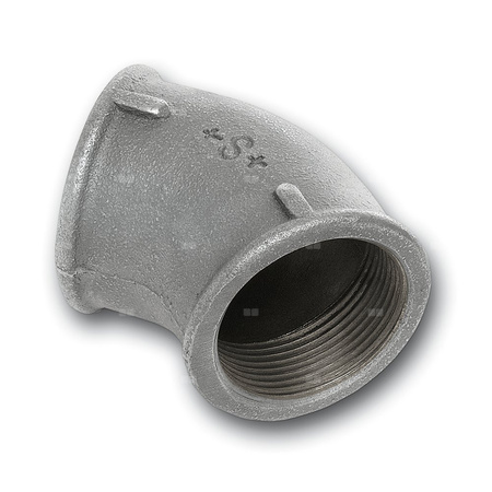 Kolano 45' SANHA 120#, żeliwo (ocynk galwaniczny/elektrolityczny) (ocynk), 1/2'' (GW)