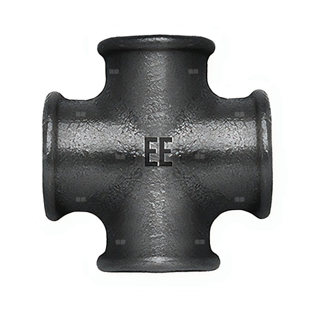 Czwórnik ODLEWNIA ZAWIERCIE C1/34/180 żeliwo (czarne) 1 1/4'', GW gazowy stożkowy x GW gazowy stożkowy x GW gazowy stożkowy x GW gazowy stożkowy