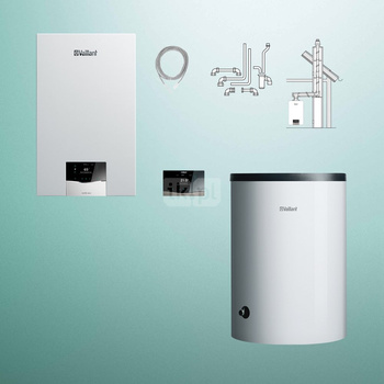 Pakiet - Kocioł gazowy jednofunkcyjny VAILLANT ecoTEC plus VC 25CS/1-5 kondensacyjny wiszący 2.8 - 26.4 kW + RegulatorsensoCOMFORT 720 + Zestaw powietrzno-spalinowy szachtowy + Zasobnik c.w.uVIH R 150/6 B