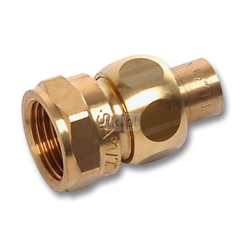 Śrubunek SANHA 4340G trzyczęściowy, brąz, 22 mm x 1/2'' (lut wewnętrzny x GW)