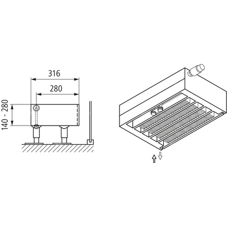 Konwektor Kermi V-Kon S Typ55 BH70x316x5200mm QN5704, weiß, 6 bar, o. Abd., Vent. re