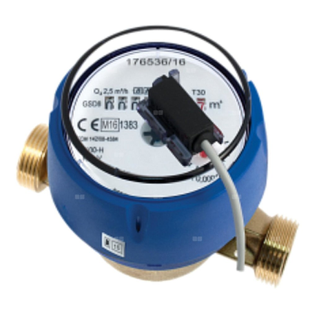 Wodomierz jednostrumieniowy suchobieżny z nadajnikiem impulsów REED SIMPLE, typu GSD8-R DN 15 Q3=1,6 m3/h R100/50, Tmax: 30st.C, L=110 mm