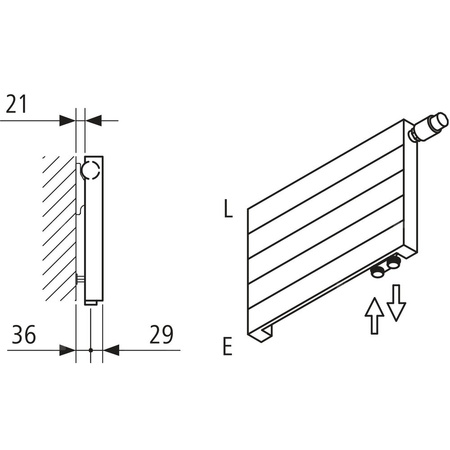 Kermi V ściana grzewcza HHV10 1120x43x5400 pozioma, RAL9016, 6bar,bez osłony, prawa