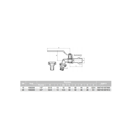 Zawór kulowy VALVEX Oligo mosiądz niklowany czerpalny, PN10 1/2'' GZ x złączka do węża, uchwyt: dźwignia