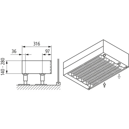Konwektor Kermi Kon m. Str. Typ55 BH140x316x1000mm QN1796,weiß,6bar, m. Abd., AB Uni.