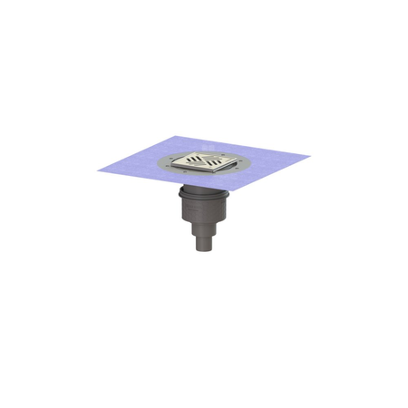 Wpust Practicus, DN50, odpł.pion., z nasadką Variofix i kratką/ramą nierdz. 138x138