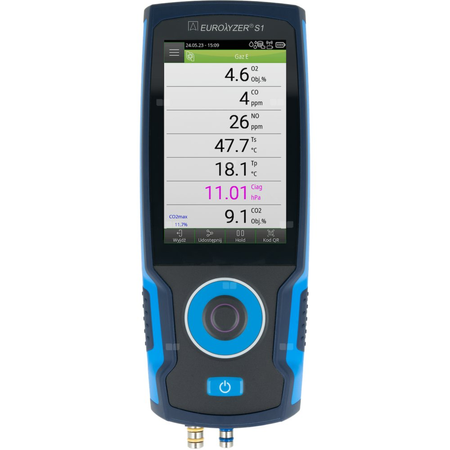 Sensor O2, CO/H2, pomiar ciągu kominowego, analizator spalin AFRISO EUROLYZER S1 standard, bez drukarki, z walizką