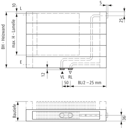 Kermi ściana grzewcza HHV22 490x122x4000 pozioma,RAL9016,6bar,z osłoną,prawa,L260