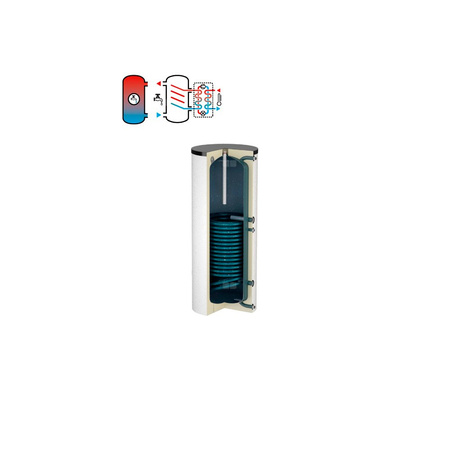 Podgrzewacz FLAMCO MEIBES DUO HLS z wężownicą, 300 l, Spiralny, Emaliowany, 64.3 kW, 10 / 16