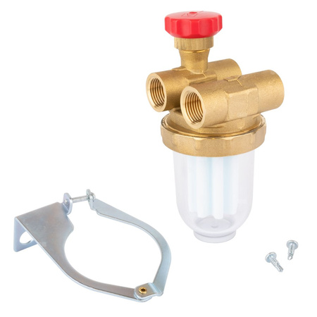 Filtr olejowy AFRISO Z 1/2 - 500 Si dwururowy fi 1/2'' x 1/2'' GW x GW, z wkładem plastikowym, maks. przepływ 310 l/h