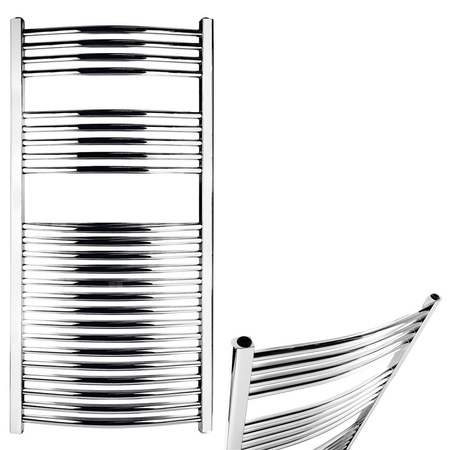 Grzejnik drabinkowy FERRO Łuk, podłączenie dolne, rozstaw 406, wym. 1200 x 450 mm, kolor chrom, moc 318W