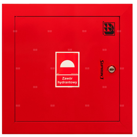 Dwa zawory hydrantowe typ ZH-52 wraz z obudową. Obudowa 550 wnękowa. Znak B, zamek OTS, kolor RAL 3000