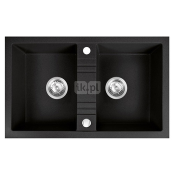 MEZZO II zlewozmywak granitowy 2-komorowy  48/78, grafit