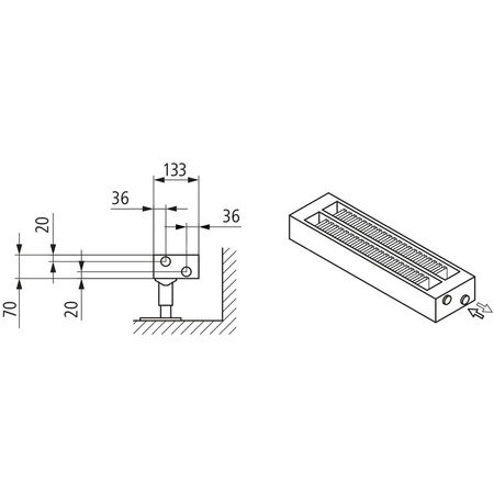 Konwektor Kermi Konvektor Typ32 BH70x133x2800mm QN1660, weiß, 6bar, m. Abd, AB 12